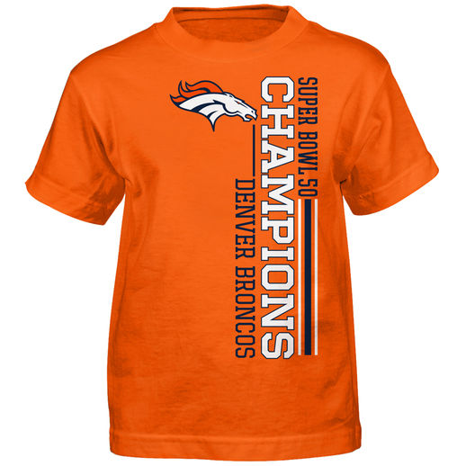DENVER BRONCOS YOUTH ORANGE SUPER BOWL 50 CHAMPIONS VERTICAL T-SHIRT