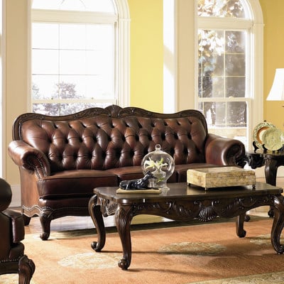Darby Home Co Acton Tufted Leather Sofa Wayfair
