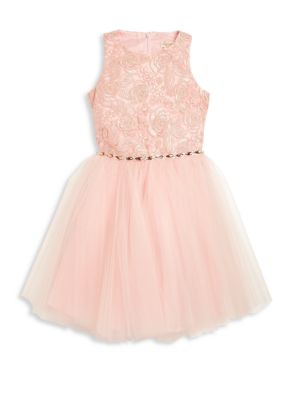 David Charles Girl's Lace & Tulle Dress Pink