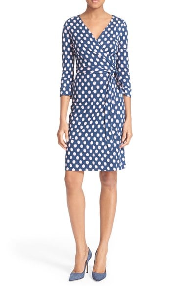 Diane von Furstenberg 'New Julian Two' Polka Dot Silk Wrap Dress (Nordstrom Exclusive) Dotted Batik Indigo