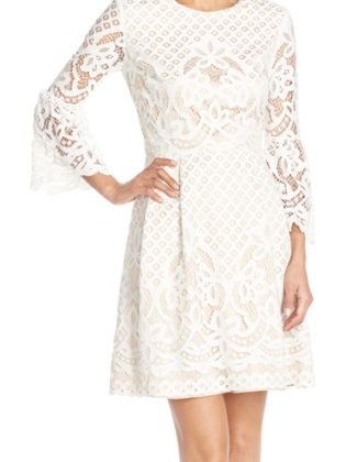 Eliza J Bell Sleeve Fit & Flare Dress (Regular & Petite) Ivory easter dresses