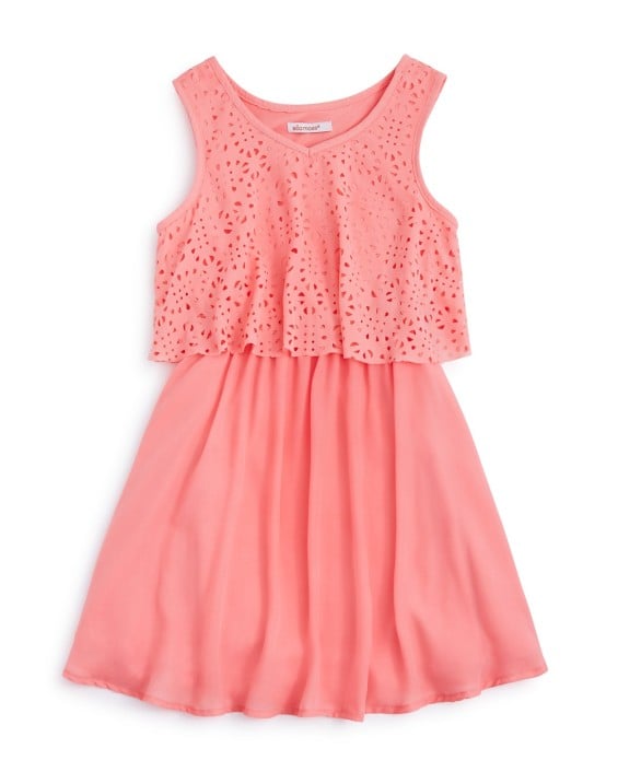 Ella Moss Girls' Laser Cut Overlay Dress - Sizes 7-14 Peach