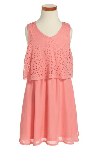 Ella Moss 'Lucia' Popover Dress (Big Girls) Peach easter dresses for tweens