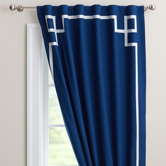 Emma Ribbon Trim Blackout Drape Royal Blue Pottery Barn Teen Friends and Family Sale