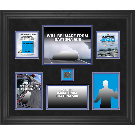 FANATICS AUTHENTIC DENNY HAMLIN FRAMED 20" X 24" 2016 DAYTONA 500 CHAMPION COLLAGE WITH TRACK - LIMITED EDITION OF 250
