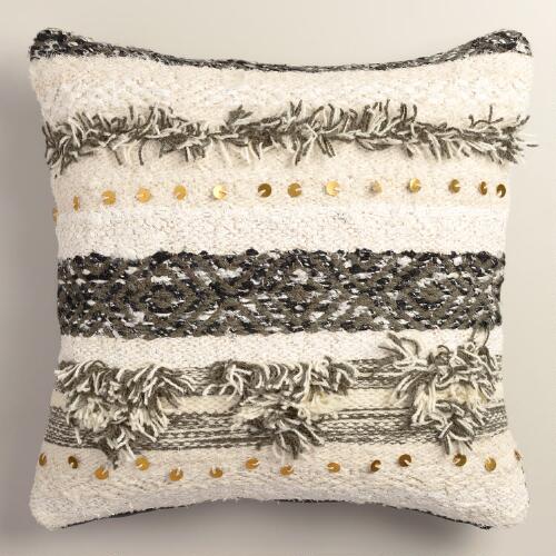 Gray Moroccan Wedding Blanket Shag Throw Pillow Cost Plus World Market