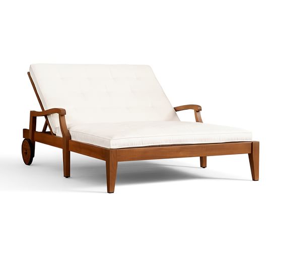 HAMPSTEAD TEAK DOUBLE CHAISE - HONEY Pottery Barn Presidents Day Sale