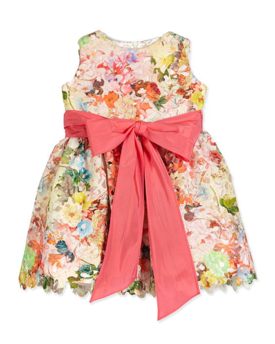 Helena Sleeveless Floral Lace A-Line Dress Multicolor