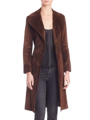Helmut Lang Suede Trench Coat Coffee