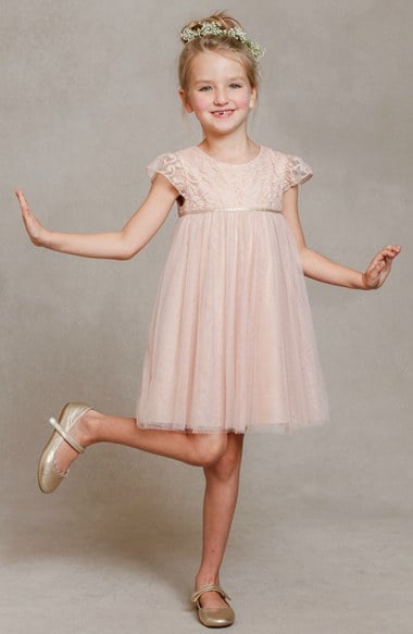 Jenny Yoo 'April' Lace & Tulle Dress (Toddler, Little Girls & Big Girls) Blush Pink lace Easter dresses for toddler girls