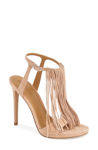 KENDALL + KYLIE 'Aries' Fringe T-Strap Sandal (Women) Soft Pink Suede
