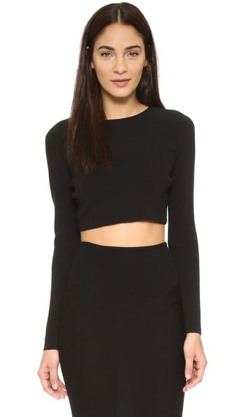 KENDALL + KYLIE Knit Crop Sweater in Black