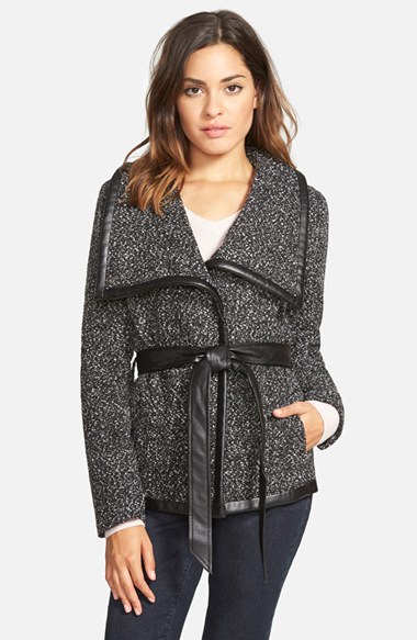 KRUSH Tweed Wrap Coat (Online Only) Black Tweed