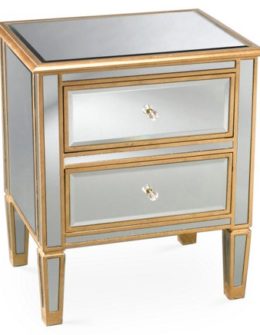 Kate 2-Drawer Mirrored Nightstand, Gold