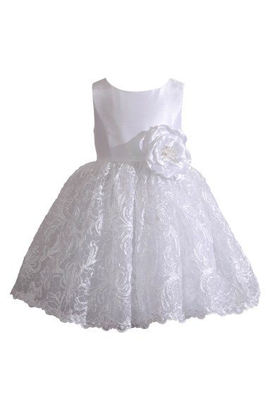 Kleinfeld Pink 'Tara' Sleeveless Lace Dress (Baby Girls) White