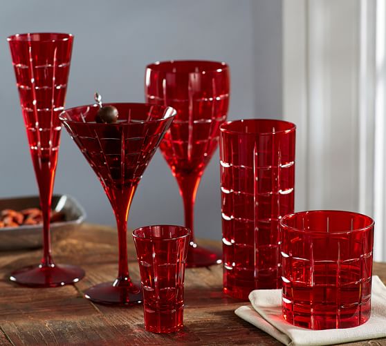 Pottery Barn LIBRARY RED GLASSWARE, SET OF 6 
