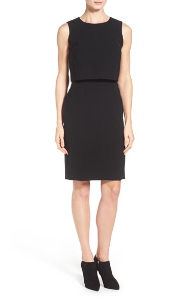 Lafayette 148 New York 'Stefania' Sleeveless Popover Dress Black