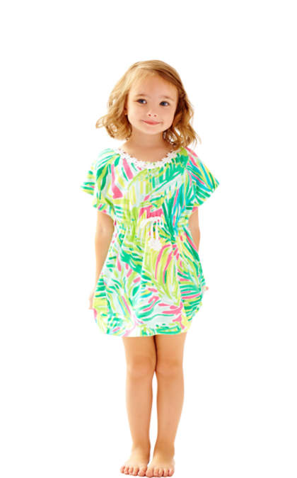 Lilly Pulitzer GIRLS CHLOE CAFTAN DRESS Tropical Pink Tropical Storm