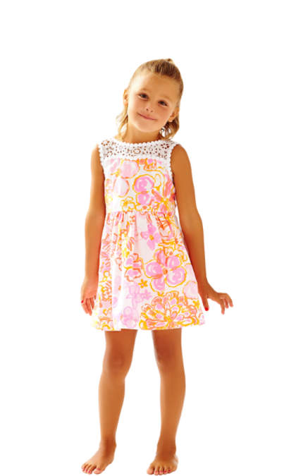 Lilly Pulitzer GIRLS MINI RAEGAN FIT & FLARE DRESS Resort White Happiness Is