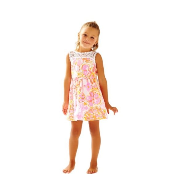 Lilly Pulitzer GIRLS MINI RAEGAN FIT & FLARE DRESS Resort White Happiness Is