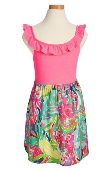Lilly Pulitzer® 'Claire' Sleeveless Dress (Toddler Girls, Little Girls & Big Girls) Pink Blue Multi