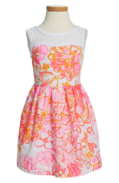 Lilly Pulitzer® 'Mini Raegan' Floral Print Sleeveless Dress (Toddler Girls, Little Girls & Big Girls) Resort White