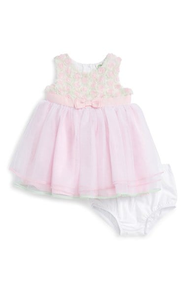 Little Me Rosette & Tulle Dress (Baby Girls) Floral tulle easter dresses for baby girls