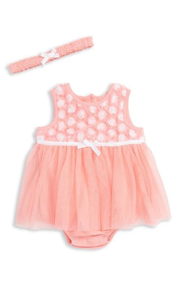 Little Me Tulle Rosette Skirted Bodysuit & Headband Set (Baby Girls) Floral
