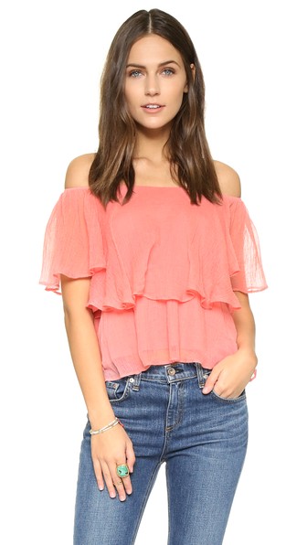 Love Sam Off The Shoulder Elizabeth Top Coral