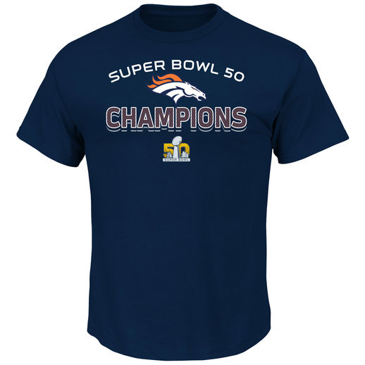 MAJESTIC DENVER BRONCOS NAVY SUPER BOWL 50 CHAMPIONS BEYOND VICTORY T-SHIRT