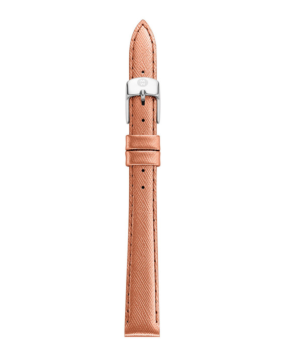 MICHELE 12mm Saffiano Leather Strap Rose Gold Watches Under $250 for Valentine's Day 