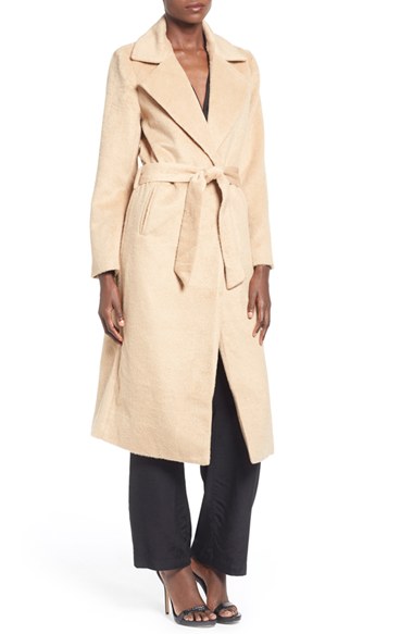 MISSGUIDED Belted Wrap Coat Camel