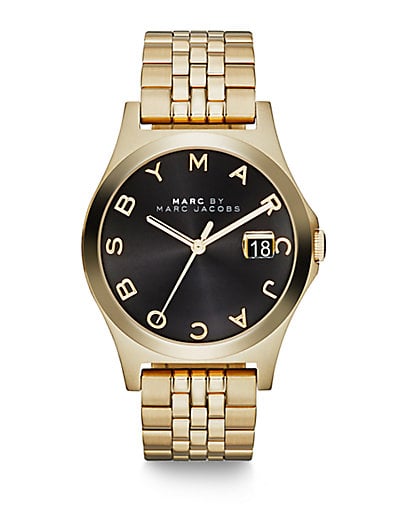 Marc by Marc Jacobs Henry Slim Goldtone Stainless Steel Bracelet Watch Black 