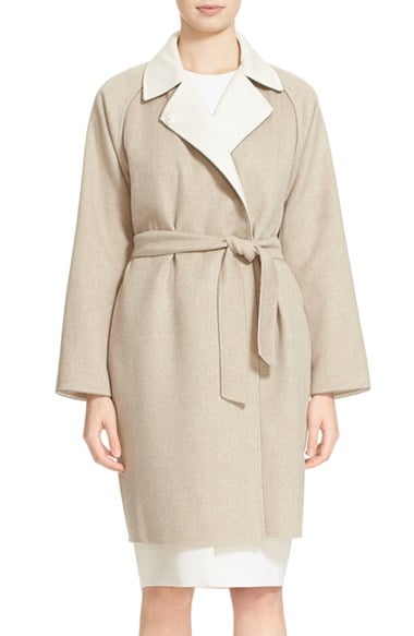 Max Mara 'Gel' Bicolor Reversible Wool & Angora Coat Beige