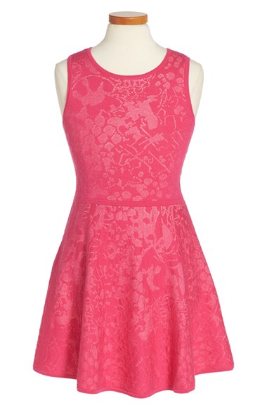 Milly Minis Floral Jacquard Fit & Flare Dress (Big Girls) Fuchsia easter dresses for tweens