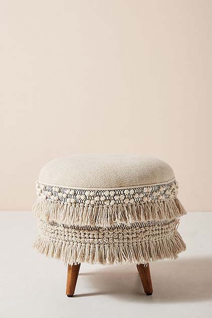 Morova Ottoman Neutral Upholstered Tufted Tassels ottomans 