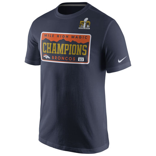 NIKE DENVER BRONCOS NAVY SUPER BOWL 50 CHAMPIONS CELEBRATION LOCAL T-SHIRT