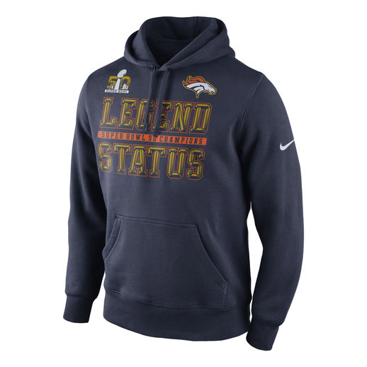 NIKE DENVER BRONCOS NAVY SUPER BOWL 50 CHAMPIONS PARADE HOODIE