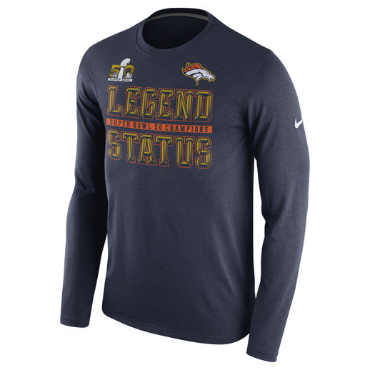 NIKE DENVER BRONCOS NAVY SUPER BOWL 50 CHAMPIONS PARADE LONG SLEEVE T-SHIRT