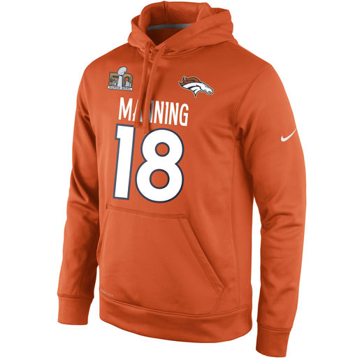 NIKE PEYTON MANNING DENVER BRONCOS ORANGE SUPER BOWL 50 CHAMPIONS KNOCK OUT NAME & NUMBER PULLOVER HOODIE