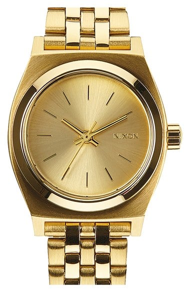 Nixon 'The Small Time Teller' Bracelet Watch, 26mm All Gold