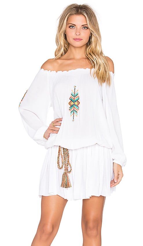 OFF SHOULDER EMBROIDERED MINI DRESS By PIA PAURO White 