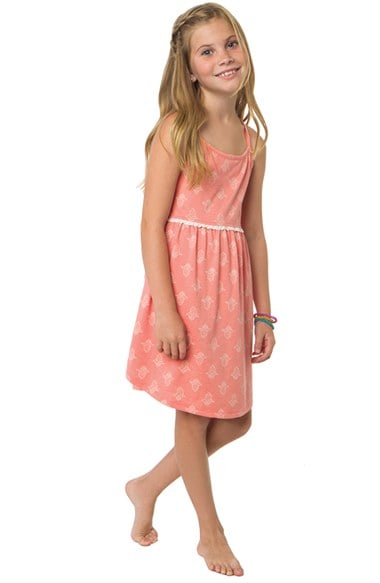 O'Neill 'Candi' Floral Print Jersey Sundress Lace Trim (Little Girls & Big Girls) Orange 