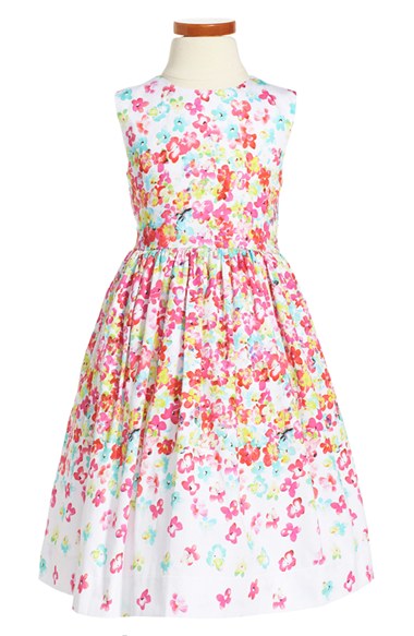 Oscar de la Renta 'Layered Pansies' Sleeveless Floral Print Party Dress (Little Girls & Big Girls) Pink