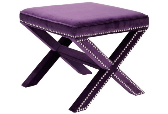 Palmer Nailhead Trim Ottoman Plum