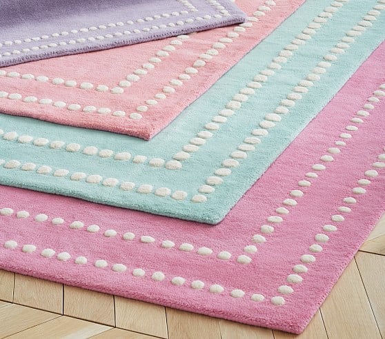 Pearl Dot Border Rug - Coral Pottery Barn Kids Friends and Family Sale