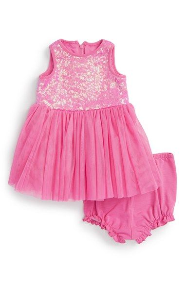 Pippa & Julie 'Birthday' Sequin Dress (Baby Girls) Fuchsia