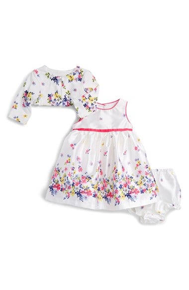 Pippa & Julie Floral Print Sleeveless Dress & Sweater Set (Baby Girls) Off White