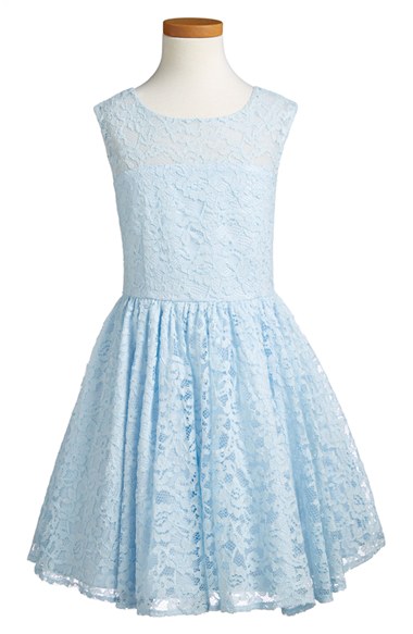 Pippa & Julie Illusion Lace Fit & Flare Dress (Big Girls) Blue