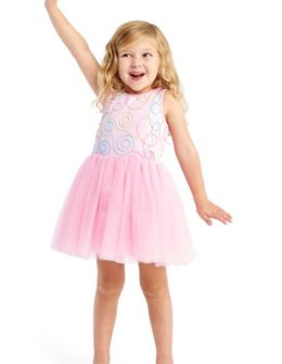Pippa & Julie 'Swirl' Fit & Flare Dress (Toddler Girls, Little Girls & Big Girls) Cotton Candy Pink